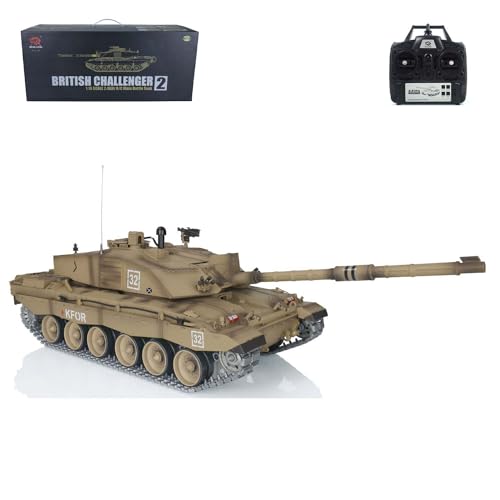 wheelfun 2.4G Henglong 1/16 7.0 Upgraded Metal Challenger II RC Panzer 3908W/360° Turm für Hobby von wheelfun