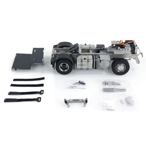 wheelfun 4X4 1/14 Metall Chassis für RC Traktor Truck R620 R730 Ferngesteuertes Auto Modell 3-Gang Getriebe Differentialsperre Achsen von wheelfun