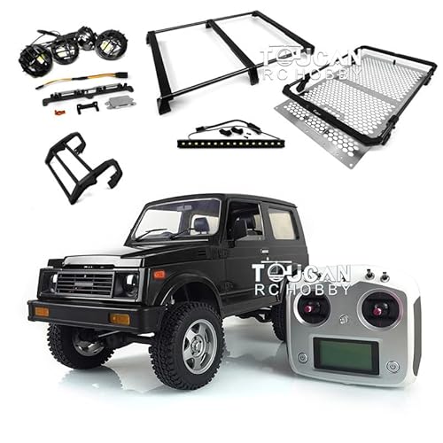 wheelfun Capo 1/6 RC Crawler Car SIXER1 Modell Samurai Motor ESC Servo Dachträger mit Dachlichtleiste I6S Radio Updated Edition Kletterwagen Modell Schwarz von wheelfun