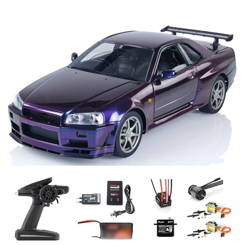 wheelfun Capo 1/8 RC-Rennwagen für GTR R34 RTR Drift Fahrzeug High-End Ver 2-Gang Getriebe Motor ESC Servo MT12 Radio Constraction Fahrzeug für Erwachsene Hobby von wheelfun