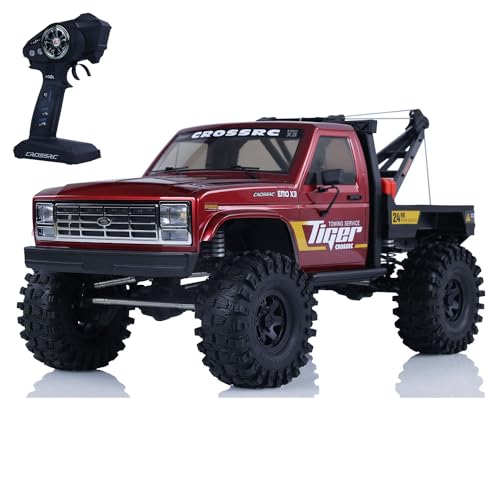 wheelfun CrossRC 1/8 RC Abschleppen Rettungswagen 4WD für Emo X3 4x4 RC Crawler Off Road Car Modell Zwei-Gang Getriebe Licht von wheelfun