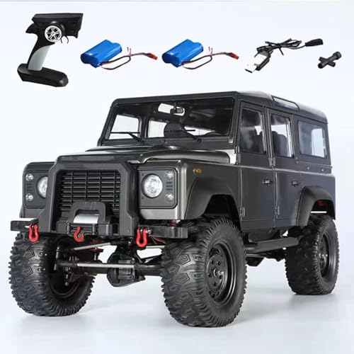 wheelfun Double E 1:8 RC Kletterauto Modell für E101 montiert 4WD D110 Funksteuerung Crawler Cars Modell 2-Gang-Getriebe Licht (Grau) von wheelfun