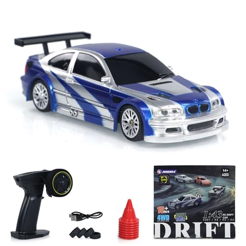 wheelfun Drift Ferngesteuertes Auto,Rennauto Fernbedienung Drift Auto 1/43 RC Skala Ready to Go 4WD Mini Mit LED-Leuchten Kreisel von wheelfun