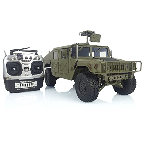 wheelfun HG 1/10 RC 4 * 4 US-Militärfahrzeug P408 RC Rennwagen, 30 km/h, 2 Geschwindigkeiten, 160 A, ESC 550 Motor, 16 Kanäle, Funkgerät (Armeegrün) von wheelfun