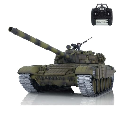 wheelfun Heng Long 1/16 RC Panzer 7.0 Upgraded Version T72 3939 Metall Kampffahrzeug 340° Drehbarer Turm Metallschienen Sloking Unit Infrarot Kampf Heben Barrel Licht Sound BB Schießen Airsoft Panzer von wheelfun