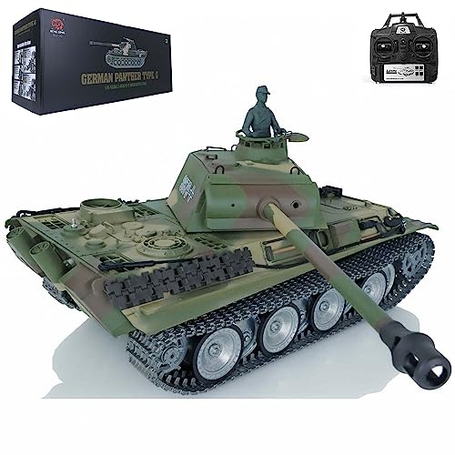 wheelfun Heng Long Panther G RC Panzer 1/16 7.0 Customized RTR Tank 3879 Metall Tracks Räder Barrel Recoil 360 ° Drehbarer Turm Infrarot Kampf, TH17491-AMZUS2 von wheelfun