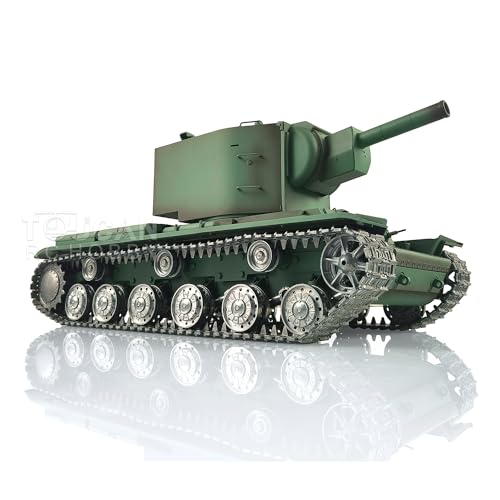 wheelfun Henglong 1/16 7.0 Maßgeschneiderter sowjetischer KV-2 Gigant RTR RC Panzer 3949 Metallschienen Raucheinheit Infrarot Kampfsender und Empfänger 360 Grad Turmdrehung von wheelfun