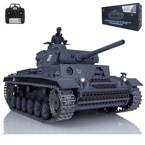 wheelfun Henglong 1/16 7.0 Scale FPV Upgraded Panzer III L RTR RC Panzer 3848 360° Turm für Erwachsene Hobby von wheelfun