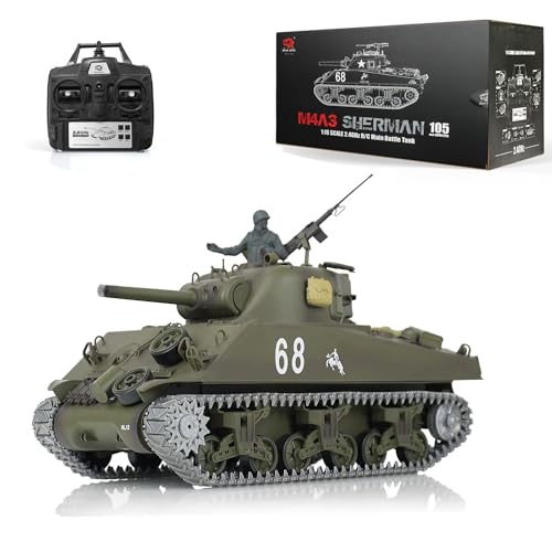 wheelfun Henglong 1/16 FPV 7.0 M4A3 Sherman RTR RC Panzer 3898 360° Turret Barrel Recoil für Hobby von wheelfun