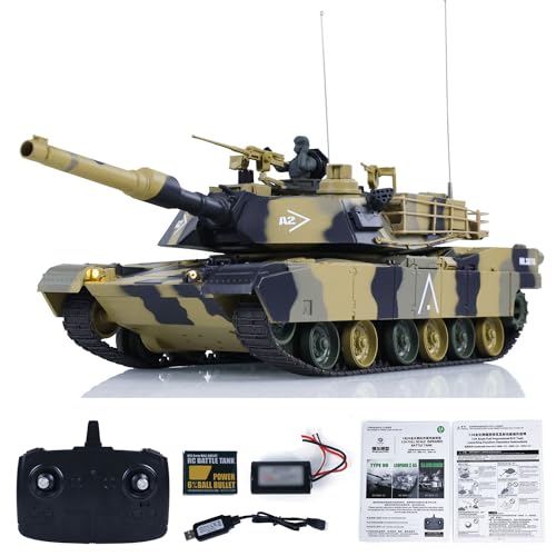 wheelfun Henglong 1/24 RC Panzer Abrams M1A2 3816-2 2.4G Ferngesteuerter Kampfpanzer Modell 320°Drehbarer Turm Infrarot Kampf von wheelfun