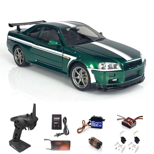 wheelfun Kapodaster 1:8 4x4 Hochgeschwindigkeits RC Drift Auto 2-Gang-Getriebe Drahtlose Fernbedienung R34 Rennfahrzeuge Motor Servo ESC Hobby Grade Rennwagen Modell von wheelfun