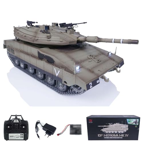 wheelfun RC Battle Tank Heng Long 1/16 IDF Merkava Mk Iv Vollmetall Chassis Barrel Recoil für Hobby BB Shooting Airsoft Tank That Shoot von wheelfun