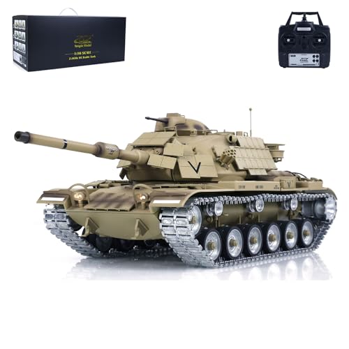 wheelfun TD 1/16 RC Kampfpanzer-Modell aus Kunststoff für M60A1 ERA USA RC Infrarot-Kampfpanzer, Modell, 320° Turm, Rotation, Licht-Sound, Raucheinheit (Pro-Edition) von wheelfun