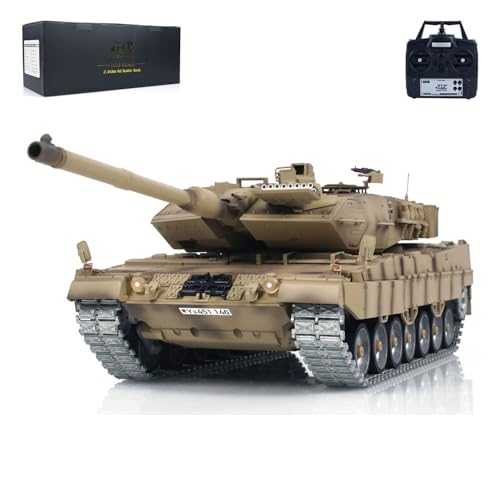 wheelfun Tongde 1/16 Deutscher Leopard2A7 RC Panzer Metallschienen Lichtsound Infrarot Kampfsystem Raucheinheit Panzermodell (Pro-Desert Yellow-Edition) BB Shooting Airsoft Tank That Shoot von wheelfun