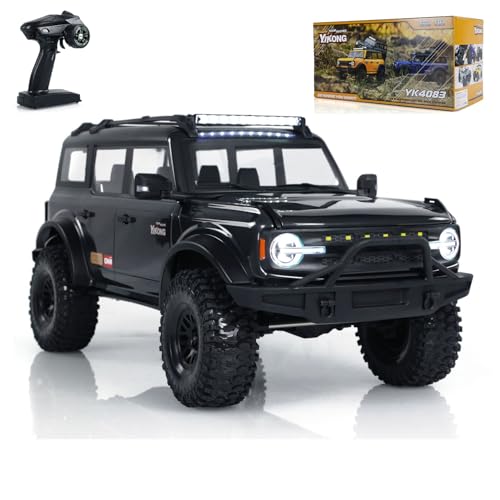 wheelfun YK4083 V3 RC Geländefahrzeug Fernbedienung Crawler Klettern Auto Motor Servo ESC Lichtsystem Fernbedienung Hobby Grade Modell (Schwarz Grau) von wheelfun