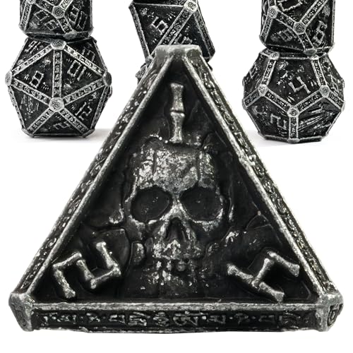 Mystery Skull Metall DND Würfel Set für Dungeons and Dragons, Cthulhu DCC Einzigartige Magie RPG Rollenspiel Zubehör Geschenke (düster) von willmove