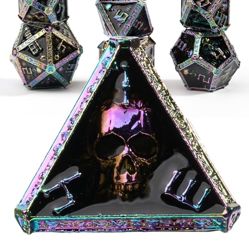 Mystery Skull Metall DND Würfel Set für Dungeons and Dragons, Cthulhu DCC Einzigartige Magie RPG Rollenspiel Zubehör Geschenke (farbig) von willmove