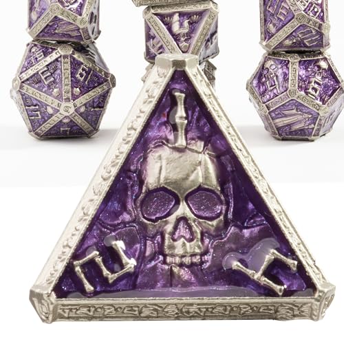 Mystery Skull Metall DND Würfel Set für Dungeons and Dragons, Cthulhu DCC Einzigartige Magie RPG Rollenspiel Zubehör Geschenke (violett) von willmove