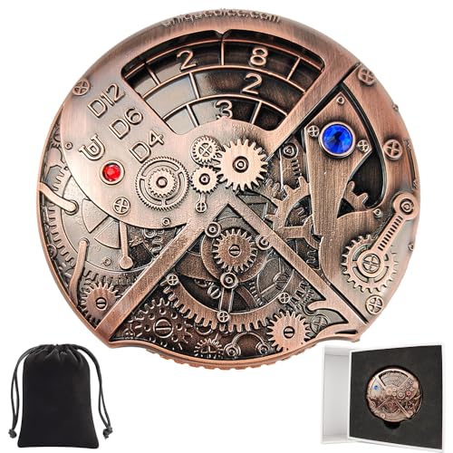 willmove Roulette Dice von Unique Dice 7-in-1 Drehscheibe Würfel DND Spinner Metall D20 Rollenspiel Dungeons and Dragons (Antique Red Copper) von willmove