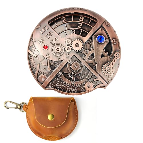 Willmove Roulette-Würfel für TRPG DND Tisch-Brettspiel, einzigartiger Würfel, offizieller Shop, Geschenkkollektion, Zubehör, Gadget, Vintage-Metall-Spinner, mechanisches Uhrwerk (antikes rotes Kupfer von willmove