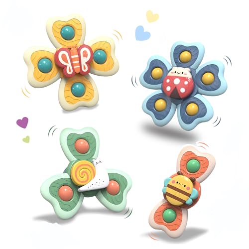 Saugnapf Spielzeug Baby, 4 Stück Fidget Spinner Baby mit Saugnapf, Sensorik Spielzeug Saugnapf Spielzeug Kinder, Fenster Hochstuhl Spielzeug mit Saugnapf for Kleinkinder Saugnapf Spielzeug Baby, 4 Stück Fidget Spinner Baby mit Saugnapf, Sensorik Spielzeug Saugnapf Spielzeug Kinder, Fenster Hochstuhl Spielzeug mit Saugnapf for Kleinkinder von winbest