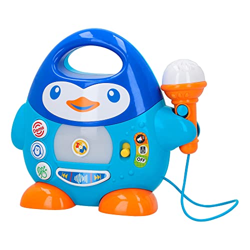 WinFun Karaoke-Musik-Player, Pinguin-Design, mit blinkenden Lichtern und Echo-Effekten, in Blau, Playful-Stil, USB-Anschluss von winfun