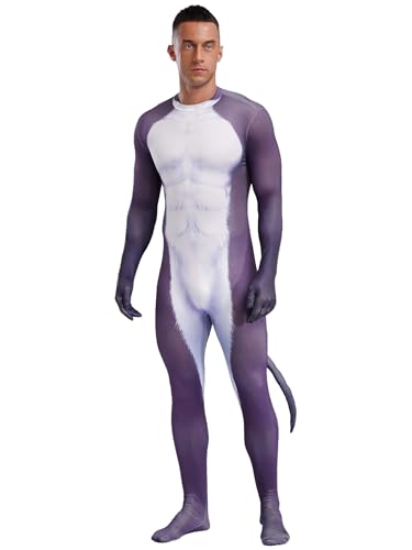 winying Cosplay Zentai Body Herren Skinny Catsuit Ganzkörper Einteiliger Langarm 3D Tier Muskel Muster Jumpsuit Halloween Fasching Typ J L von winying