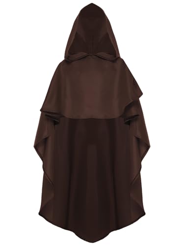 winying Kinderkostüm Mittelalter Umhang mit Kapuze Jungen Hexe Cosplay Magier Mantel Jedi Kleidung Faschingskostüme Kaffee 128-140 von winying