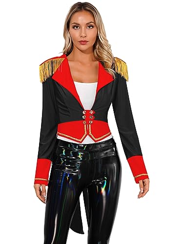 winying Zirkusdirektor Kostüm Damen Zirkus Dompteur Gothic Frack Langarm Zirkusdirektorin Mantel Mottoparty Karneval Weihnachten Halloween Kostüm Schwarz M von winying