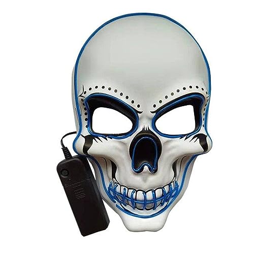 Cosplay Prop Halloween Scary Skeleton Skull Masque Fluorescent Ghost Death Led Face-Cover for Cosplay Maskerade Costume Parties Fluorescent Masque Blue One Size von wirlsweal