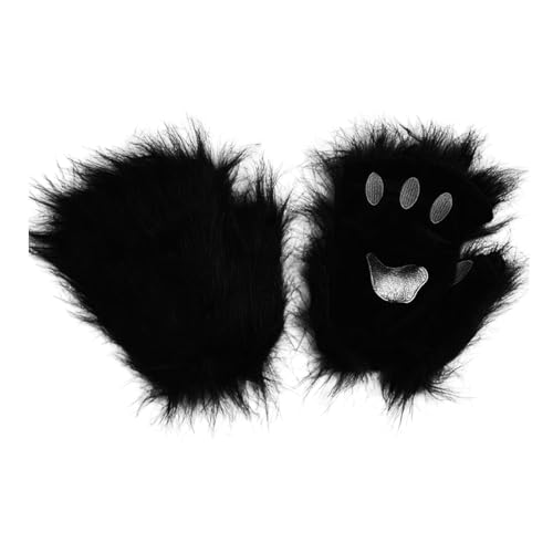 wirlsweal Geheimnisvolles Fuchs-Gesichtskissen, Halloween-Fuchs-Gesichtskissen, Cosplay-Party-Schwanz-Zubehör, Fell-Fuchs-Handschuhe, Tier-Performance-Kostüm für Maskerade, Karneval Black1 von wirlsweal