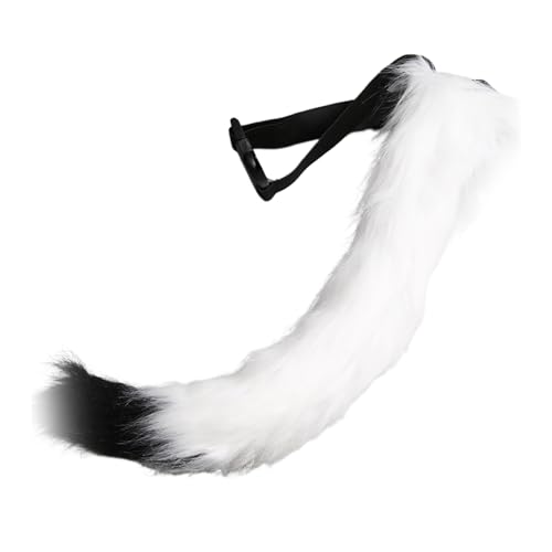 wirlsweal Geheimnisvolles Fuchs-Gesichtskissen, Halloween-Fuchs-Gesichtskissen, Cosplay-Party-Schwanz-Zubehör, Fell-Fuchs-Handschuhe, Tier-Performance-Kostüm für Maskerade, Karneval Weiß 2 von wirlsweal