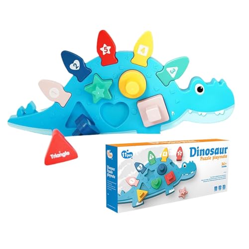 wiroouia Dinosaurierspielzeug Feinmotorik - Strumpffüller für Kinder,Pädagogische Dinosaurier-Spiele mit unterschiedlichen Formen, Dinosaurier-Bausteine, Strumpffüller für Kinder, Englisch für und von wiroouia