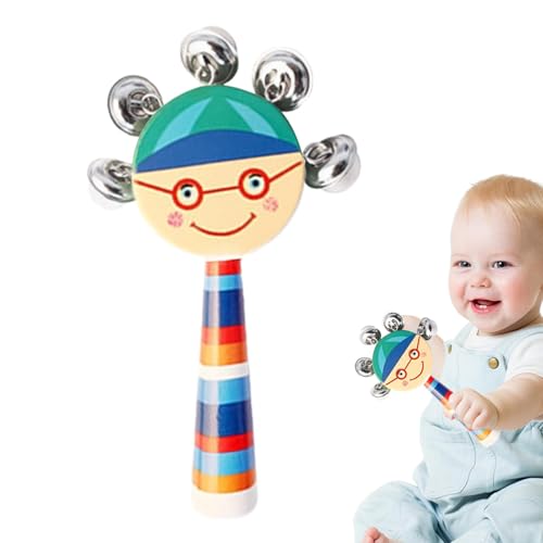 wiroouia Jingle Stick Shaker, Jingle Handbells aus Holz,Jingle Smile Stick Shaker | Musikinstrumente für und Mädchen, Shaker-Rassel-Spielzeug für Kindergarten, Vorschule, Party von wiroouia