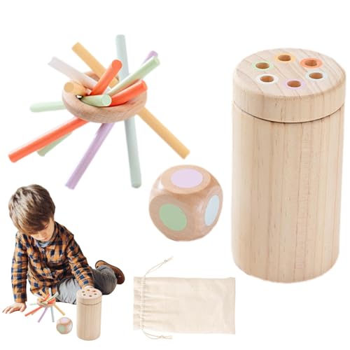 wiroouia Sortierspielzeug für Kleinkinder,Balancespielzeug für Kinder, Zählspielzeug, farblich passendes Balance-Stick-Spielzeug aus Holz, Stockspiele, Geduldstraining, Feinmotorikspielzeug, von wiroouia