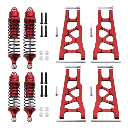 wisoolkic 8 teiliges Aufhängungsdämpfer Set aus Aluminiumlegierung für Slash 1/10 Crawler, stabiles RC Autozubehör, Ersatzteile, Rot von wisoolkic