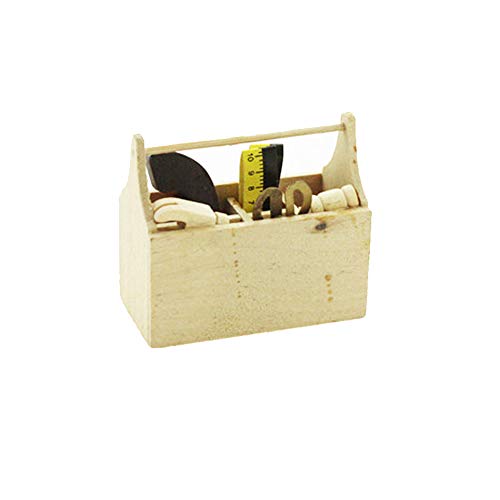 Miniatur Holz Toolbox Werkzeugkoffer Werkzeugkiste Werkzeuge Kit,Miniatur Puppenhaus Garten Möbel Zubehör für Puppenhaus Gartengeräte von witgift