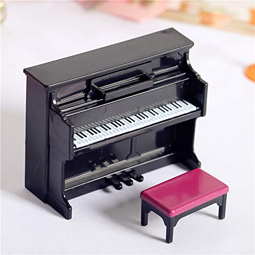 Miniatur Schwarze Klavier & Hocker Simulative Piano Modell Puppenhaus Dekoration Zubehör Mini Ornament Haus Garten Möbel Deko von witgift