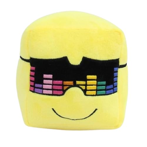 wiztex Sunny and Melon Kuscheltier - Square Yellow Stuffed Animal - Beautiful Embroidered Disco Glasses Anime Plüschtier Gift for Children for Halloween Christmas and Birthday Party von wiztex