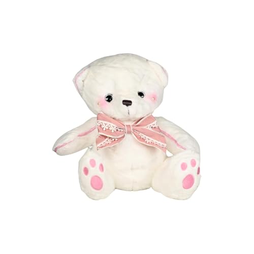 wiztex Teeddy Bear Plüschtier 25 cm - Perle auf Wangen Teedd Kuscheltier - Warme Schwarze Knopfaugen Teddybär - Bezaubernder Stoff Teddybär Klein Mit Fliege (Rosa) von wiztex