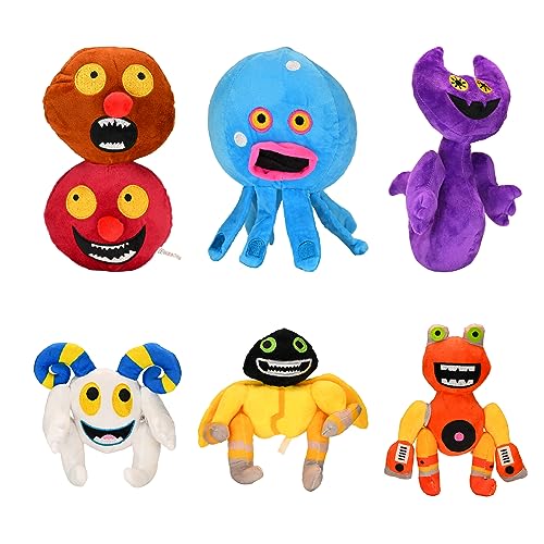 wiztex My Singing Monsters Kuscheltier - Gestickte Augen Gaming Plüschtier - Wiederverwendbar Rain Bow Friends - Wubbox Sonick Kuscheltier (WUBBOX 6 Stück) von wiztex