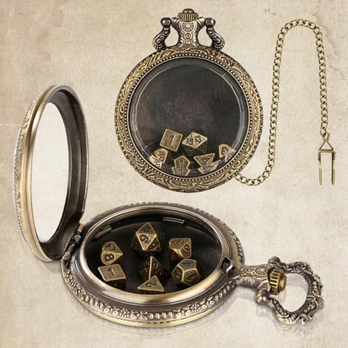 wocpvm 7-teiliges D&D-Würfelset aus Polyedrischem Metall Mini DND Würfel Set würfel-Set mit taschenuhr transparent würfelset für Tischspiel, Brettspiel Zubehör von wocpvm