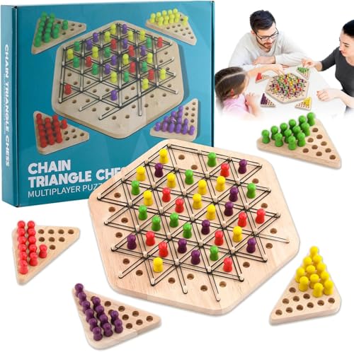 wokdsbl Triggle-Spiel Gummibänder, Interaktives Steckspiel, Triggle Brettspiel, Lustiges Ketten-Dreieck-Spiel, Chain Triangle Game,Klassisches Strategie-Steckbrettspiel zum Sammeln von wokdsbl