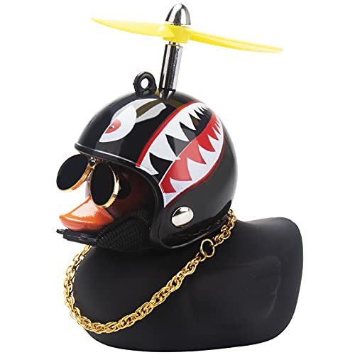 Hogdseirrs wonuu Gummiente Autodekoration Schwarze Ente Auto Armaturenbrett Ornamente mit Propeller Helm von wonuu