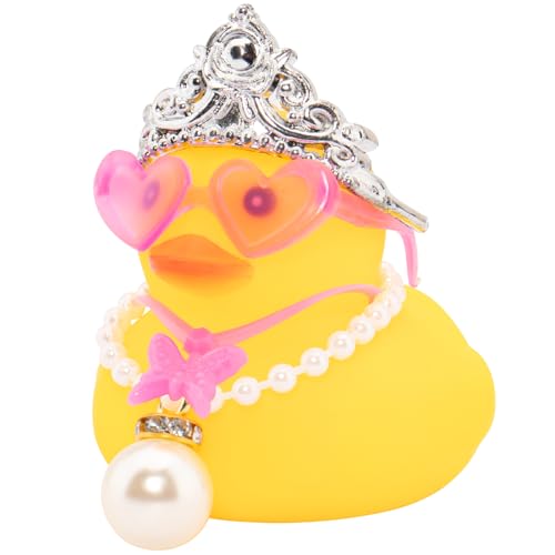 wonuu Auto Dekorationen Gummienten Armaturenbrett Krone Gummiente für Auto Ornament Niedliche Ente mit Krone Brille Halskette Silber Perle Rosa Schmetterling wonuu Auto Dekorationen Gummienten Armaturenbrett Krone Gummiente für Auto Ornament Niedliche Ente mit Krone Brille Halskette Silber Perle Rosa Schmetterling von wonuu