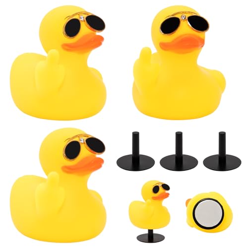 wonuu Gummi-Ente für Auto, Diamanten, Mittelfinger-Ente, Ornament, Armaturenbrett, Dekoration, witziges Autozubehör, 3 Stück von wonuu