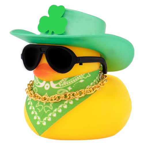 wonuu Gummiente Auto Ornamente St. Patrick's Day Dekorationen Ente Auto Armaturenbrett Dekorationen Cool Auto Zubehör Glitzer Grün von wonuu