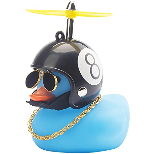 wonuu Gummiente Spielzeug Auto Dekoration Ornamente Blau Ente Auto Armaturenbrett Dekorationen Coole Brille Ente mit Propeller Helm von wonuu