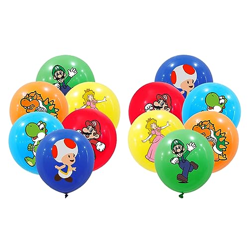 24 Stück Spielfigur mit rotem Hut und Hahnrei Luftballon- Bros Geburtstagsballons Partyzubehör Partyzubehör Kindergeburtstag Deko Ballons für Jugendliche Erwachsene Partys und Babypartys verwendet von wopin