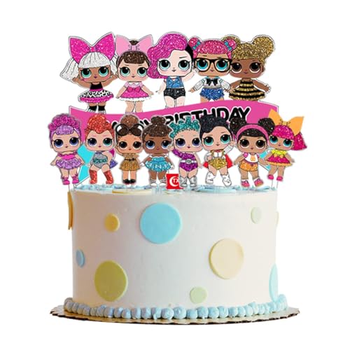 Wopin 9pcs Cake Topper Kuchenaufsatz Happy Birthday Geburtstagskuchen Dekorationssatz, Party Dekor für Kindergeburtstage, Mädchen Thema Geburtstagsparty Dekor von wopin